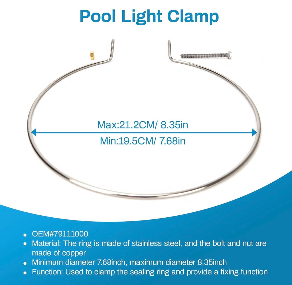 10'' Pool Light Maintenance Kit Fixing Clamp 79111000, Sealing Ring 79101600Z, Stainless Steel Face Ring 79110600, Suitable for Maintenance
