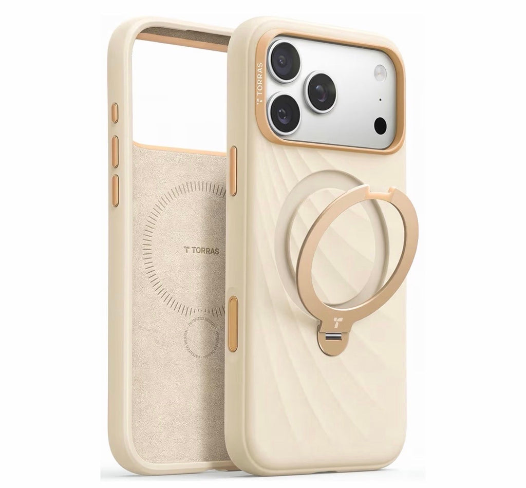 TORRAS for iPhone 17 Pro Case, Q3 Wind Silicone, 360 Stand, Cream Glow, Fit for MagSafe, 12FT Shockproof, 18N Magnet, Camera Control, Baby & Pets Safe Soft Elegant, Phone Case for iPhone 17 Pro 6.3”