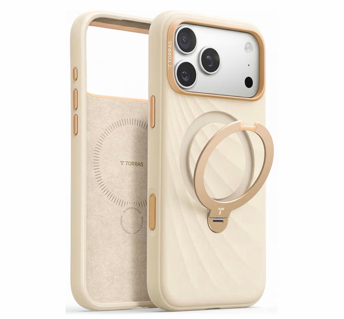 TORRAS for iPhone 17 Pro Case, Q3 Wind Silicone, 360 Stand, Cream Glow, Fit for MagSafe, 12FT Shockproof, 18N Magnet, Camera Control, Baby & Pets Safe Soft Elegant, Phone Case for iPhone 17 Pro 6.3”
