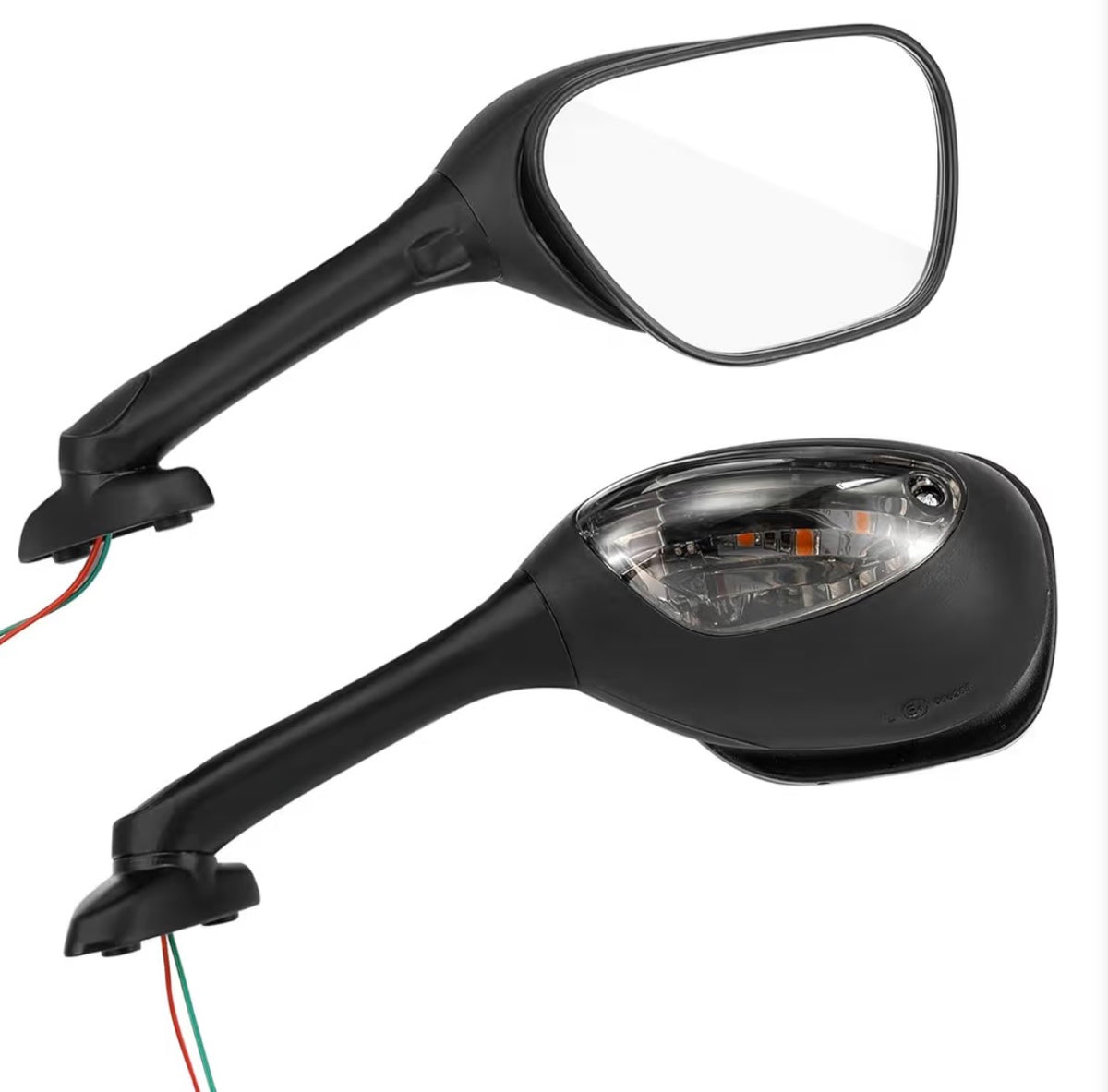 Motorcycle Mirrors Smoke Turn Signals for Suzuki GSXR600 GSXR750 GSXR 600 750 06-18 / GSXR1000 GSXR 1000 02-17 / SV650 SV650S 03-08 / SV1000 SV1000S 03-07 Rear View Side Integrated Light Black