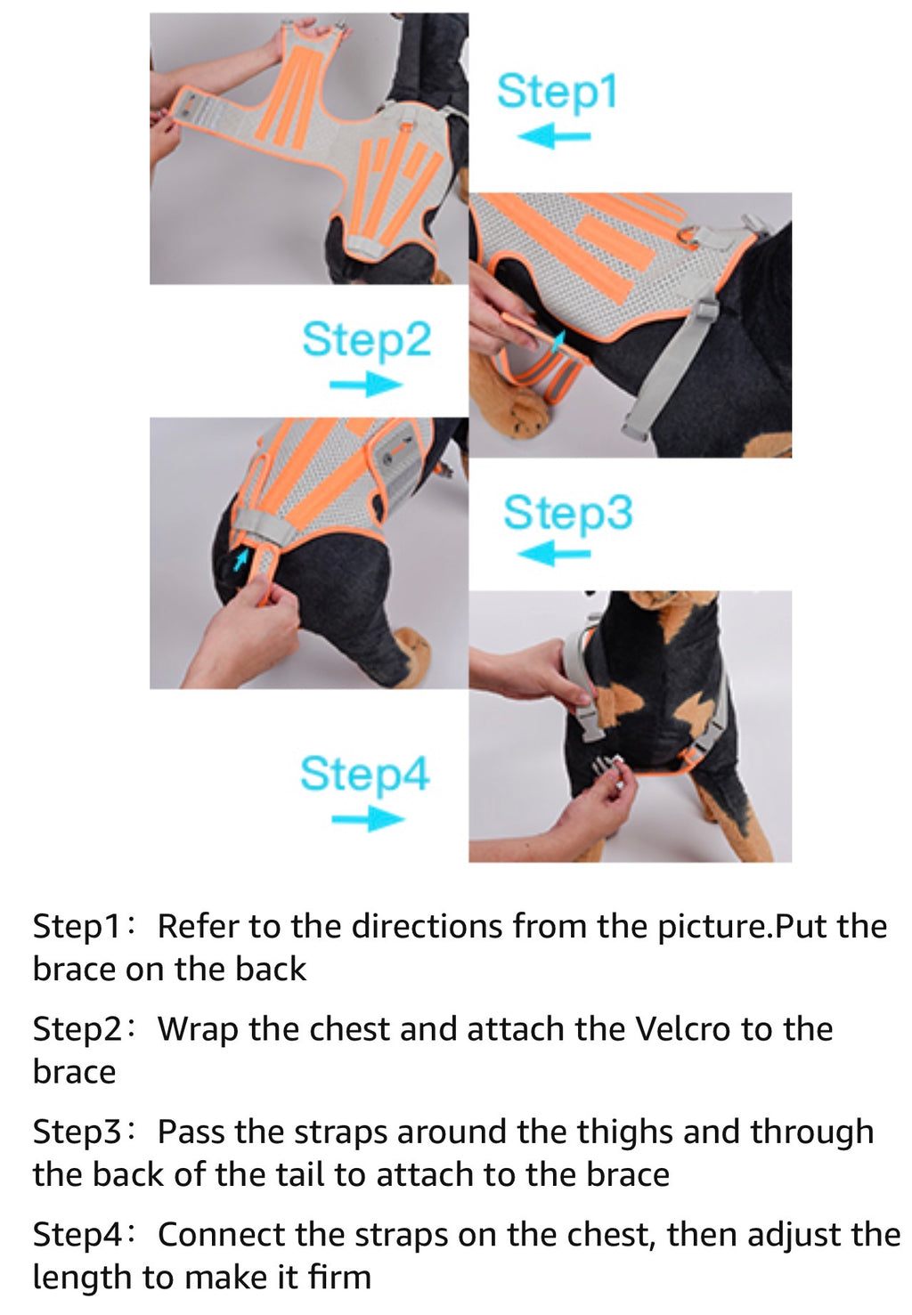 Dog Back Brace for Arthritis, Dog Hip Brace for IVDD, Frame Support Harness for Back，Keeps The Back Stable and Reduces Movements and Pain - Medium