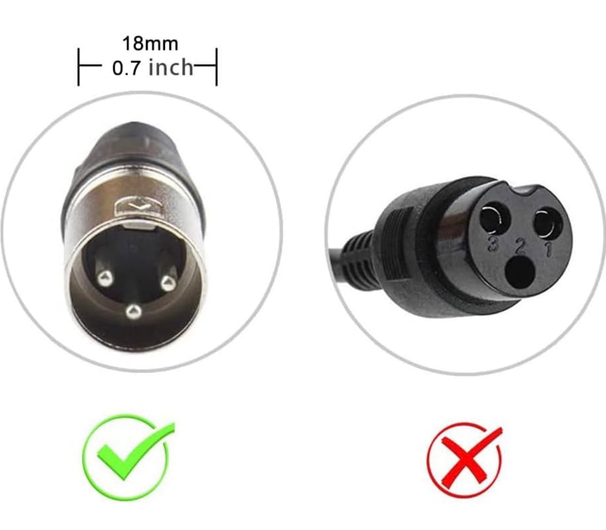 24V 5A 3-Pin Male XLR Charger for Lakematic, Pride Mobility, Jazzy Power Chair, Shoprider, Drive Medical, Golden Technologies, Rascal 200T/500T/301 PC 24BC5000TF-1, Only for Lead Acid