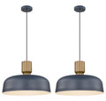 Darkaway Large Industrial Pendant Light Fixtures with Hammered Metal Shade, 2 Pack Blue 18.1 inch Oversized Pendant Lighting for Kitchen Island Hanging Lamp Adjustable Height