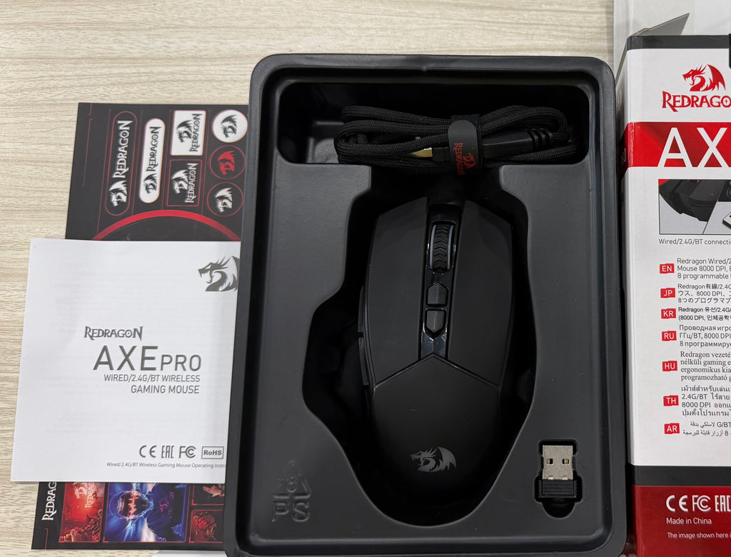 Redragon Wireless Gaming Mouse, Tri-Mode 2.4G/Bluetooth/USB-C, 7 Programmable Buttons, Tactile Rapid Fire Key, 8000 DPI RGB Ergonomic Mouse for PC Windows Gaming & Work, M814