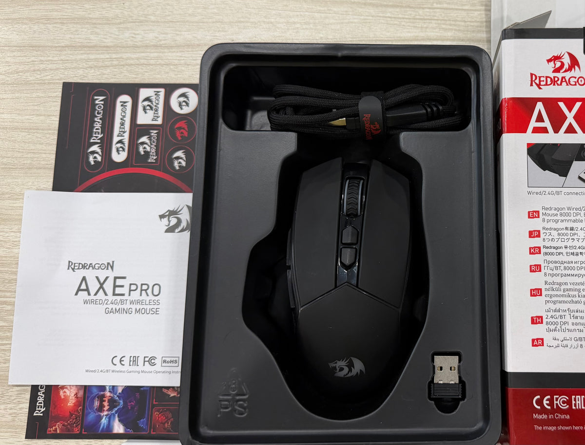 Redragon Wireless Gaming Mouse, Tri-Mode 2.4G/Bluetooth/USB-C, 7 Programmable Buttons, Tactile Rapid Fire Key, 8000 DPI RGB Ergonomic Mouse for PC Windows Gaming & Work, M814
