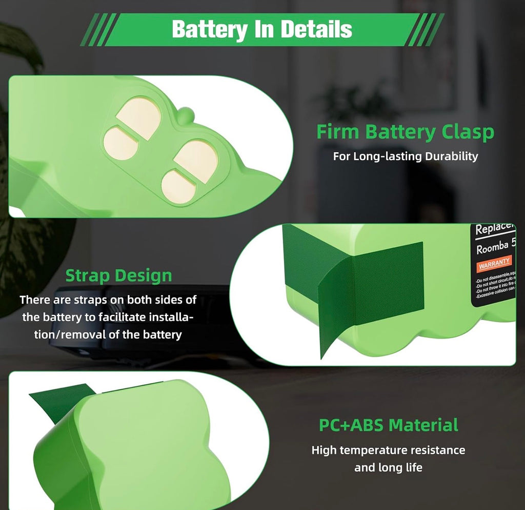 6.4Ah 14.4V Battery Replacement for iRobot Roomba R3 500 600 700 800 900 Series 510 531 535 540 550 552 560 570 580 595 620 650 660 760 770 780 790 Vacuum Cleaner Battery