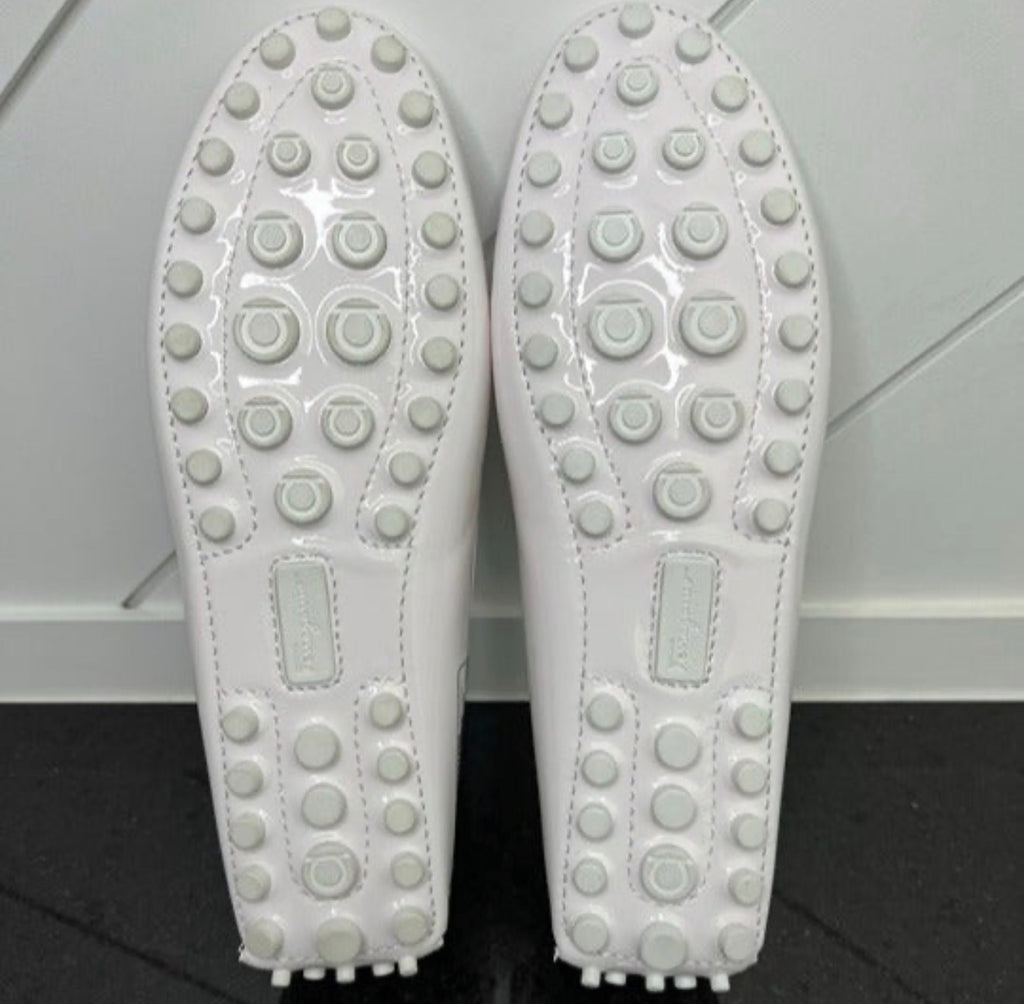 Salvatore Ferragamo - Kurt Driver - White Patent Leather - Women Size 6