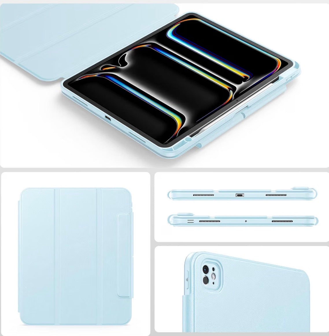 Magnetic Case for iPad Pro 13 Inch M5/M4 [2025/2024 8th/7th Gen] Detachable Hybrid Protective Case with Pencil Holder, Portrait/Landscape Stand, Durable Protection, Auto Wake/Sleep-Blue