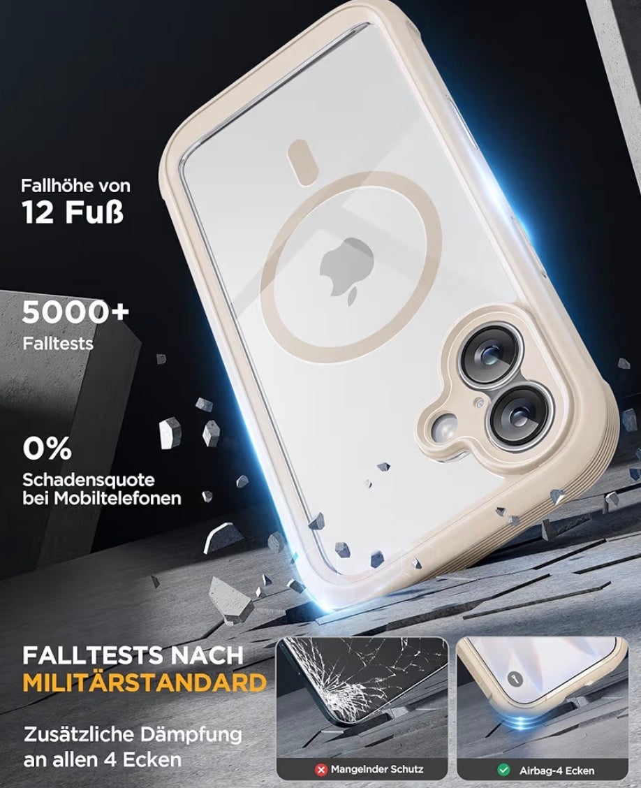 for iPhone 17 Case 6.3'', Full-Body Military Grade Drop Protection Outdoor Phone case with Built-in Glass Screen & Camera Control, Easy Installation, No Gap, Compatible with MagSafe, Gold