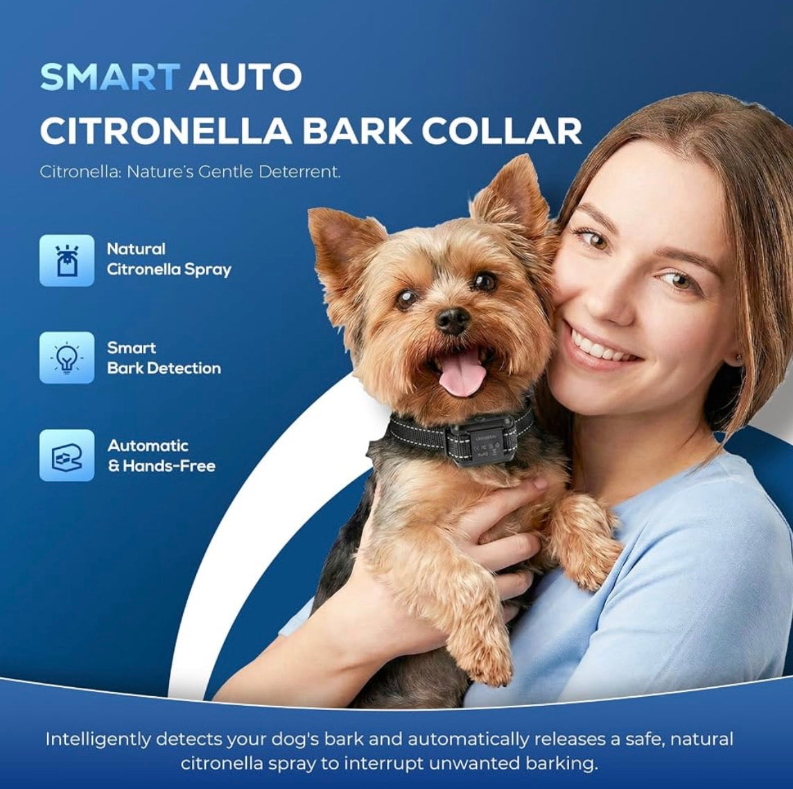 Citronella Dog Bark Collar, Dog Bark Collar for Large Medium Small Dogs, Bark Collar with Adjustable Spray & Sensitivity, Rechargeable Anti-Bark Collar for Dogs with Safe, 2 Collar Straps (Black & Red)