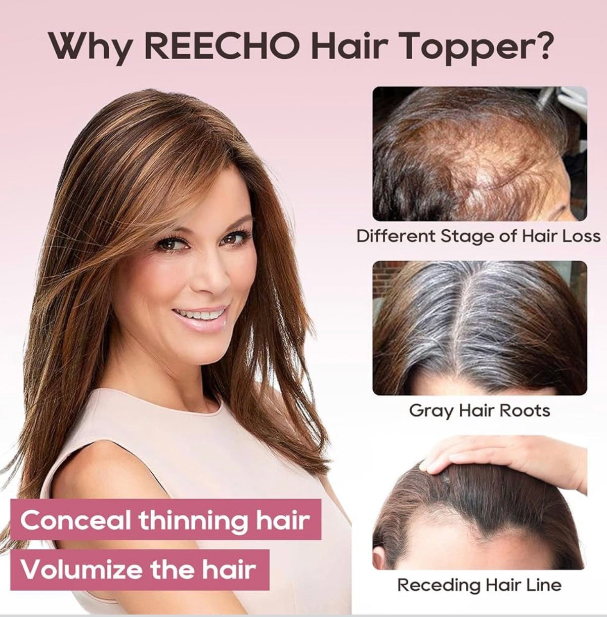 Human Hair Toppers for Women Real Human Thick Hair Topper Invisible Wiglett for Daily Wear Adding Instant Volume, Gray