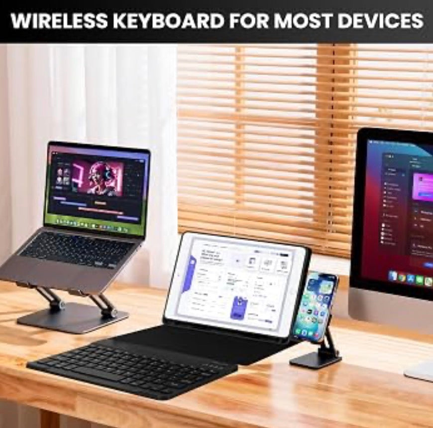 Keyboard Case for iPad 9.7 inch 2018 (6th Gen)/ 2017 (5th Gen)/2016 iPad Pro/Air 2/1, Thin - Detachable - Wireless Keyboard Cover with Pencil Holder for iPad 9.7 inch, Auto Sleep/Wake, Black
