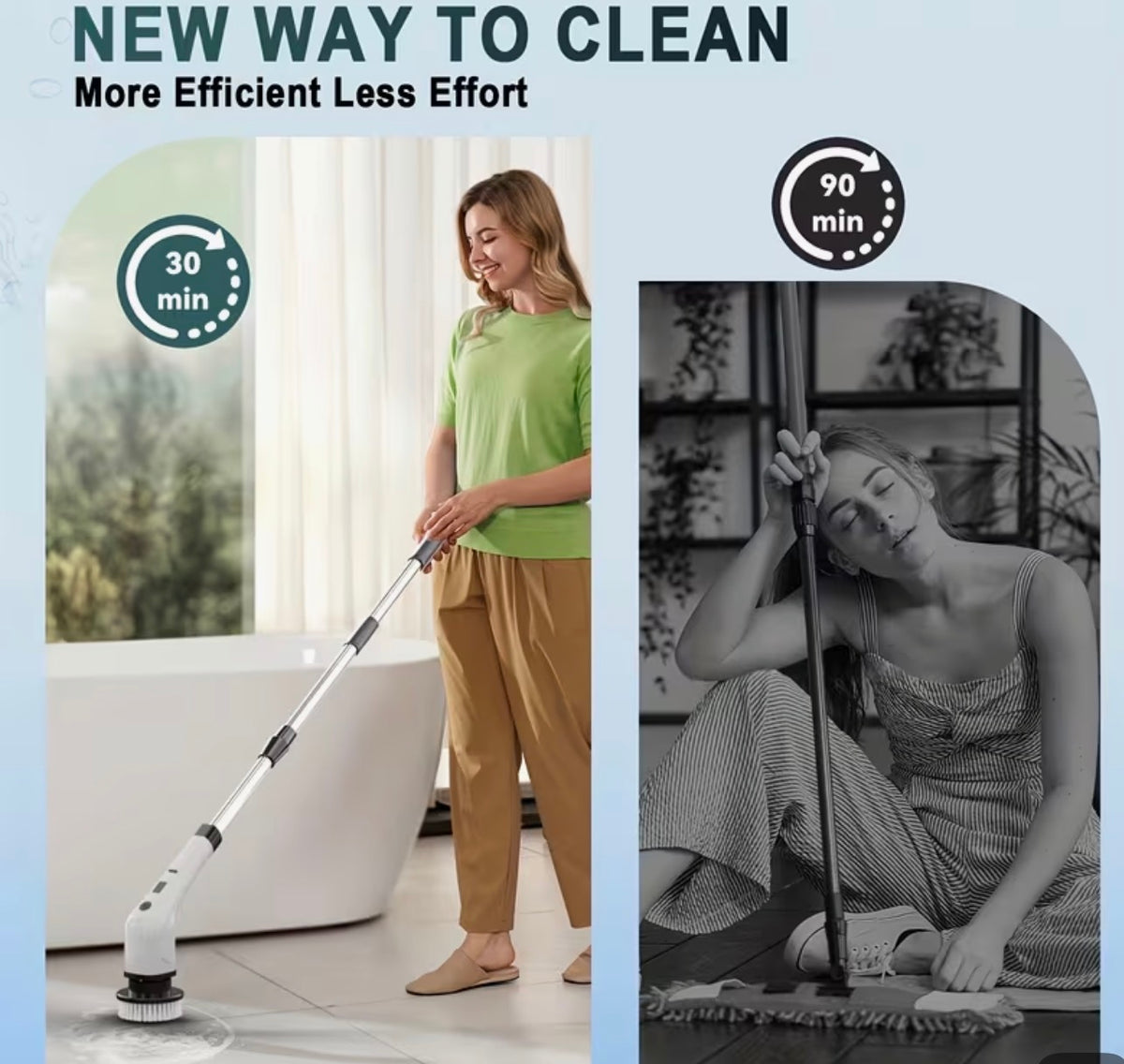 Multifunctional Rechargeable Cleaning Brush w/Long Handle and 7-in-1 Cleaning Tool, Floor, Kitchen, Bathroom etc.