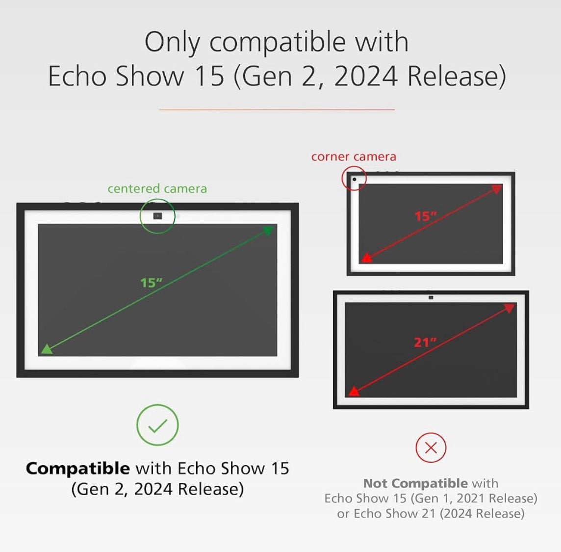 Decorative Frame Made for Amazon Frame for Echo Show 15 (Gen 2, 2024 Release - Dark Brown Woodgrain Look
