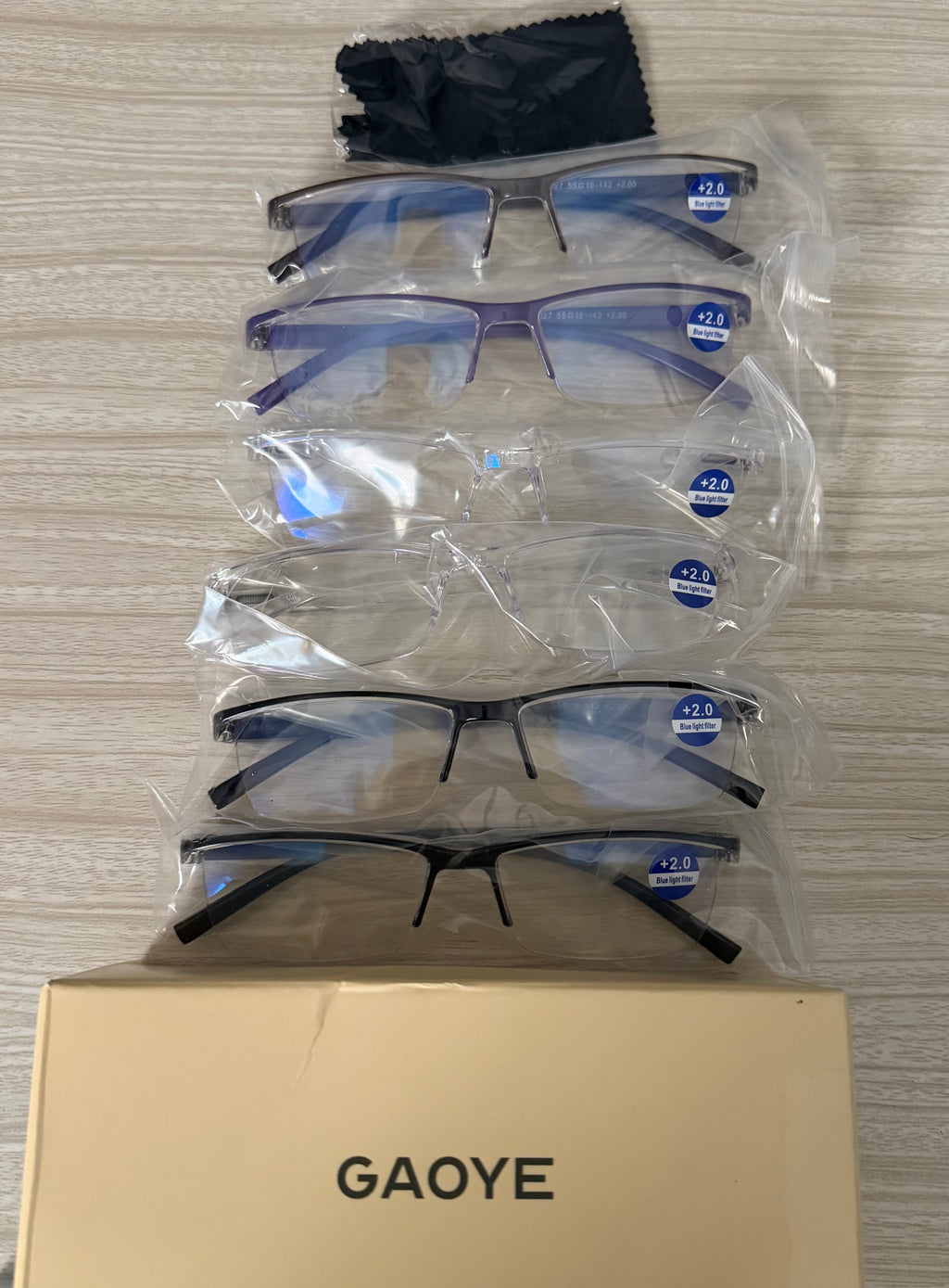 Gaoye Executive Style Reading Glasses Men - Durable Readers with Blue Light Filtering- Comfortable Fit with TR90 Frames - 6 Pack, 2.0x