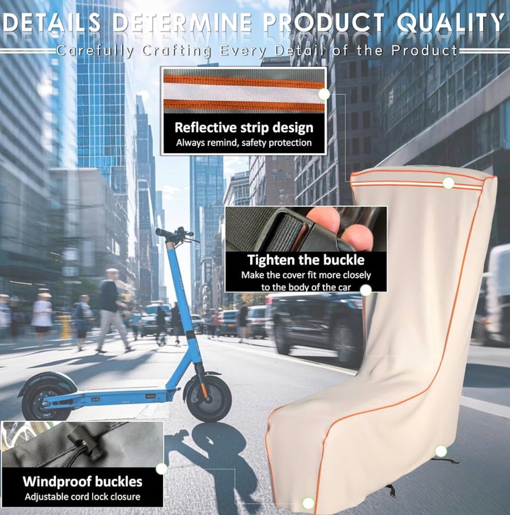 Electric Scooter Cover, Universal, 1680D Oxford Fabric, UV Resistant & Anti-Scratch, Includes Storage Pouch (Beige)