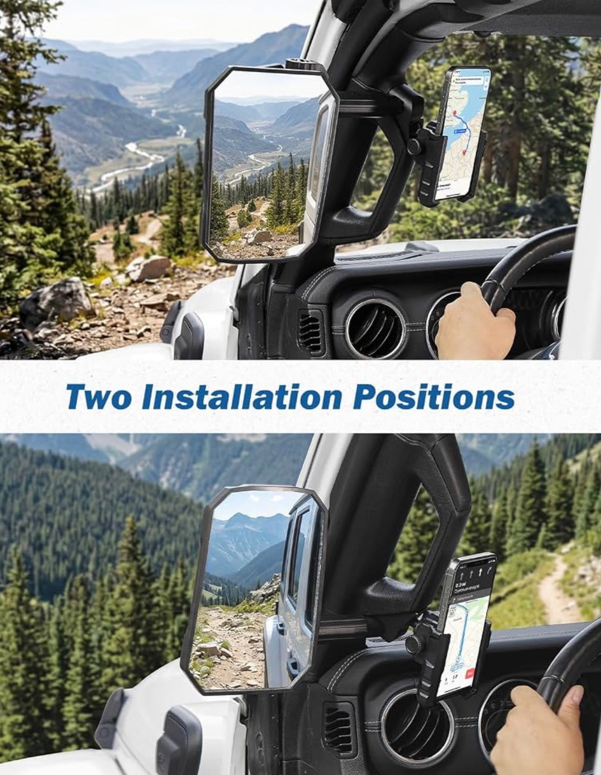 American Flag Mirrors Doors Off Compatible with 2018-2023 Wrangler JL/JLU & Gladiator JT, JL Side Mirrors with Ball Adapter, Wider View No Vibrate & Wobble (Does NOT FIT 2024-2026 Wrangler & Gladiator JT)