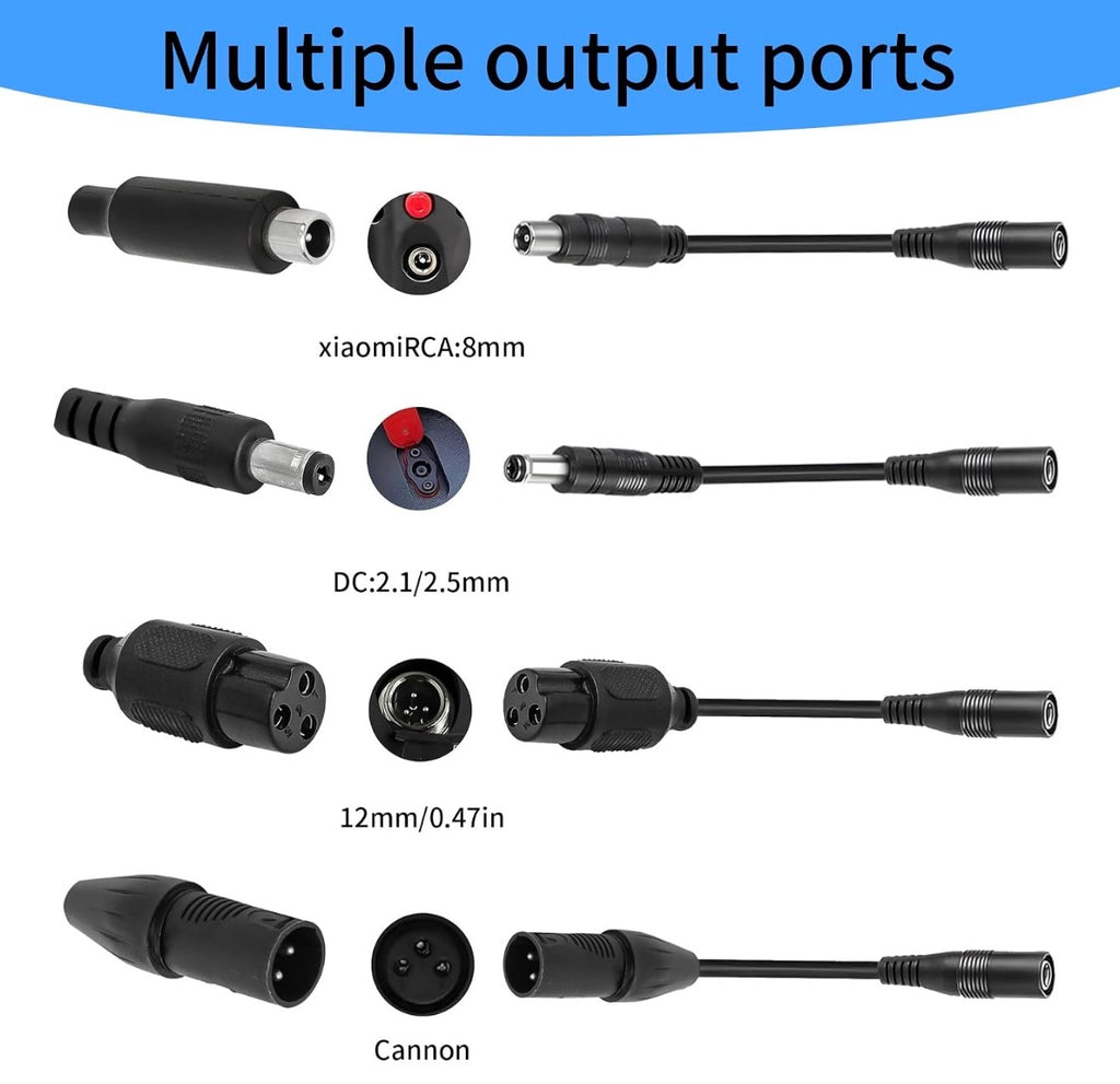 42V 2A Fast Charger for 36V Lithium Battery, 3 Connectors Universal Power Adapter, Compatible with Pocket Mod, Sports Mod & Electric Scooters