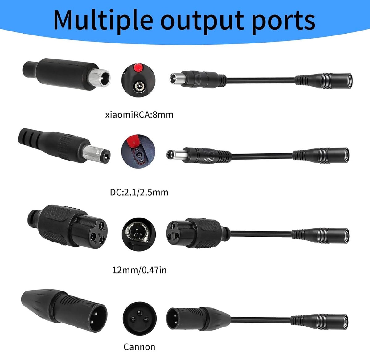 42V 2A Fast Charger for 36V Lithium Battery, 3 Connectors Universal Power Adapter, Compatible with Pocket Mod, Sports Mod & Electric Scooters