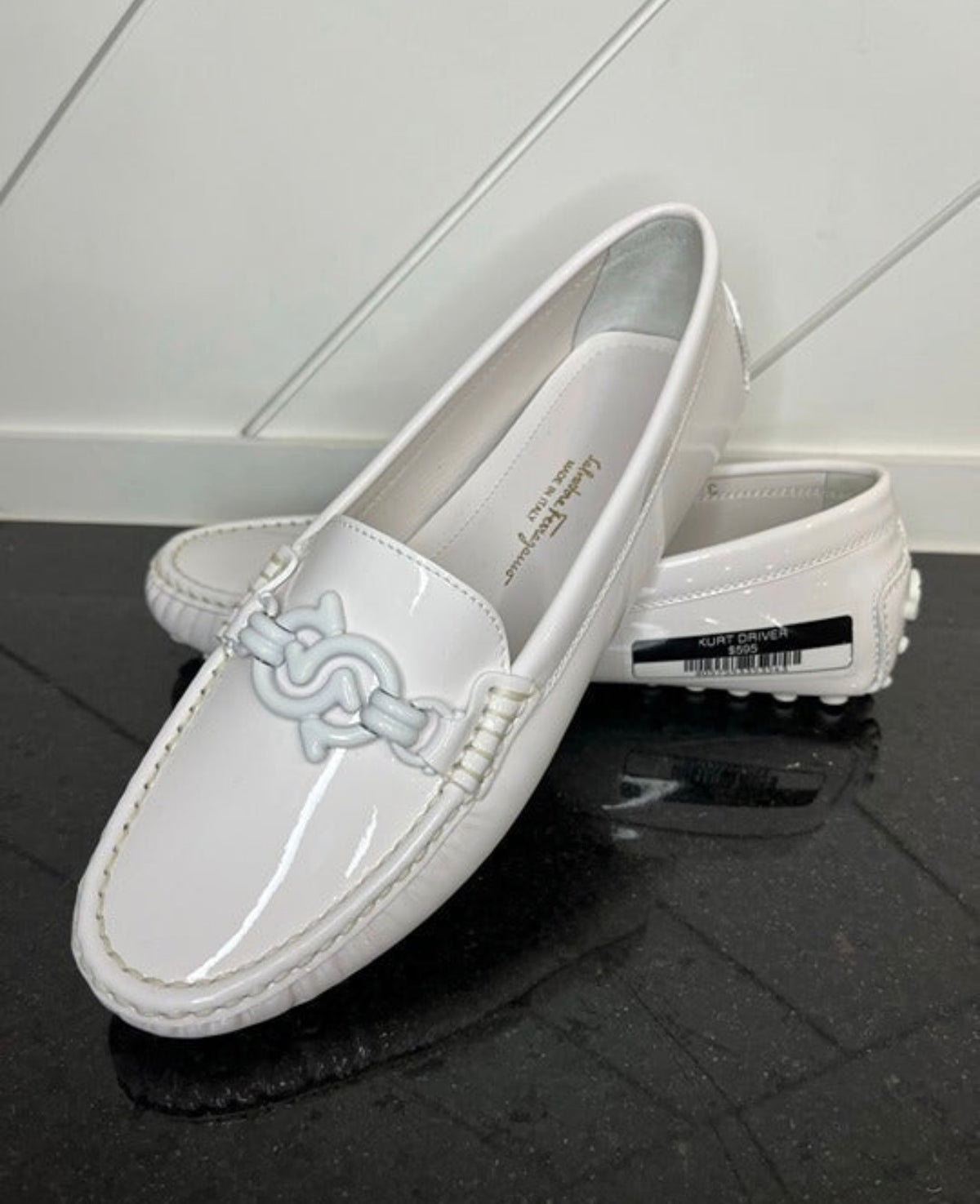 Salvatore Ferragamo - Kurt Driver - White Patent Leather - Women Size 6