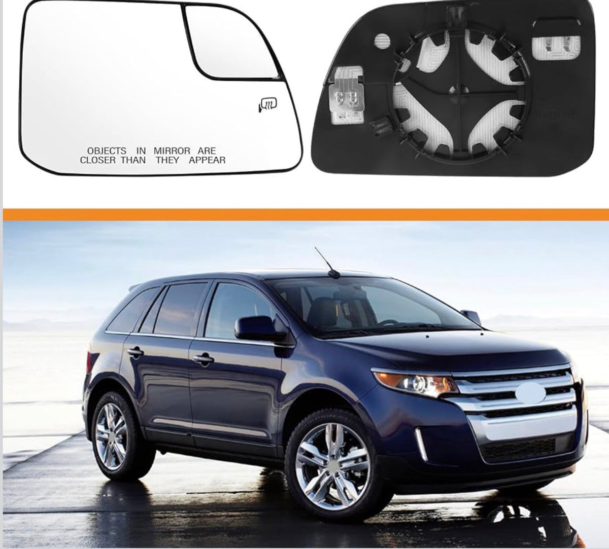 Compatible with Ford Edge 2011-2014 Passenger Right Side Mirror Glass
for Lincoln MKX 2011-2015, Heated, Mirror Replacement with Backing Plate, Clear Visibility, Clip on Easily