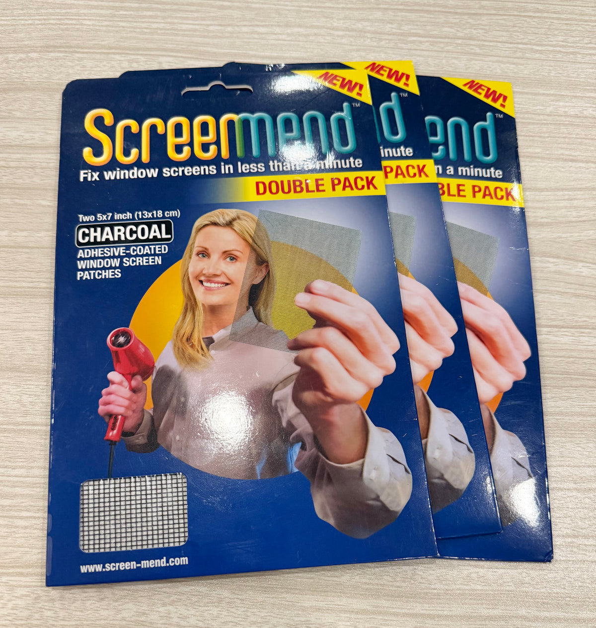 3 Packs of 2 - 5” x 7” DIY Charcoal ScreenMend Adhesive-Coated Window Or Patio Screen Patches