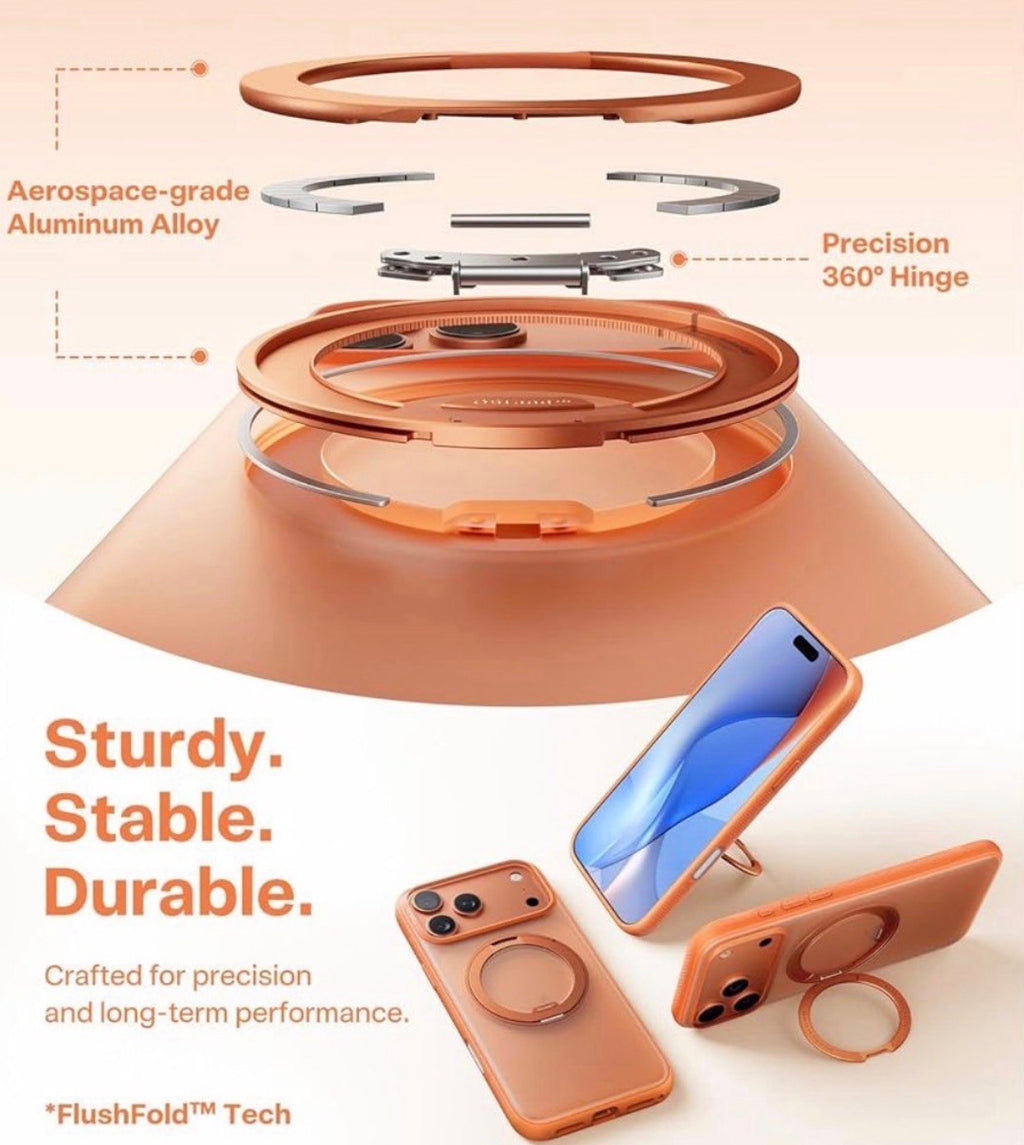 TORRAS for iPhone 17 Pro Case 360 Magnetic Stand, Translucent Cosmic Orange
[Fit for MagSafe] [360° Rotating Kickstand] 4X Mil-Grade Shockproof, Camera Button, Slim, O3 Fitness Series, 6.3"