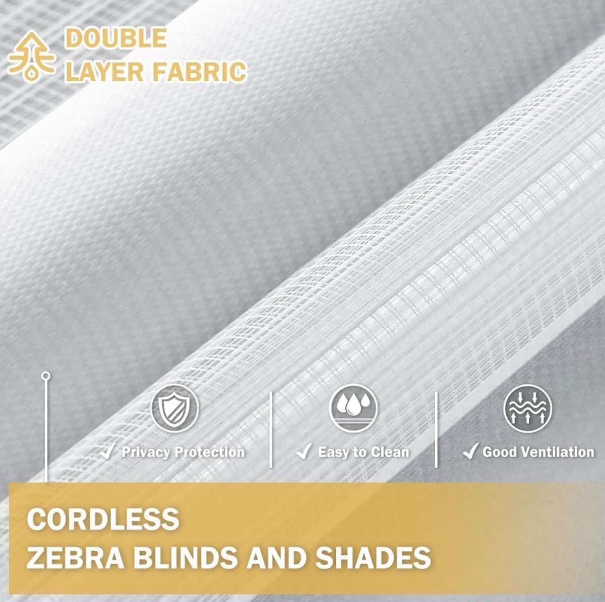 Cordless Zebra Blinds for Windows, 54" W x 72" H Zebra Roller Shades with Valance Free Stop Zebra Roller Shades, Light Control Window Treatments Dual Layer Sheer Blinds for Day and Night, White