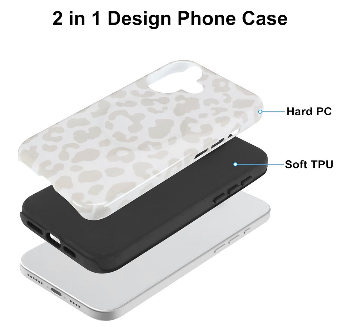 Magnetic for iPhone 17 Case, White Leopard Cheetah Pattern [Compatible with Magsafe Charging] 2 in 1 Matte Shockproof Protection Hard Phone Cover for Women Men