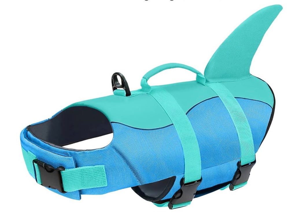 Malier Dog Life Jacket, Ripstop Dog Life Vest with High Buoyancy for Swimming Boating, High Visibility, Shark Puppy Lifesaver for Small Medium Large Dogs (Medium)