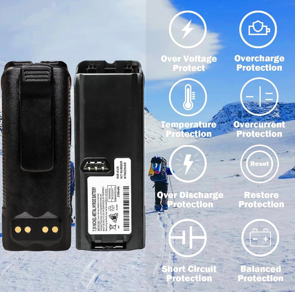 NTN8923AR NTN8294AR NTN8294 2100mAh Ni-MH 7.2V Battery, Compatible with Motorola XTS3000 XTS3500 XTS4250 XTS5000 XTS4250 RNN4006 MTP-200 MTP-300 with Belt Clip