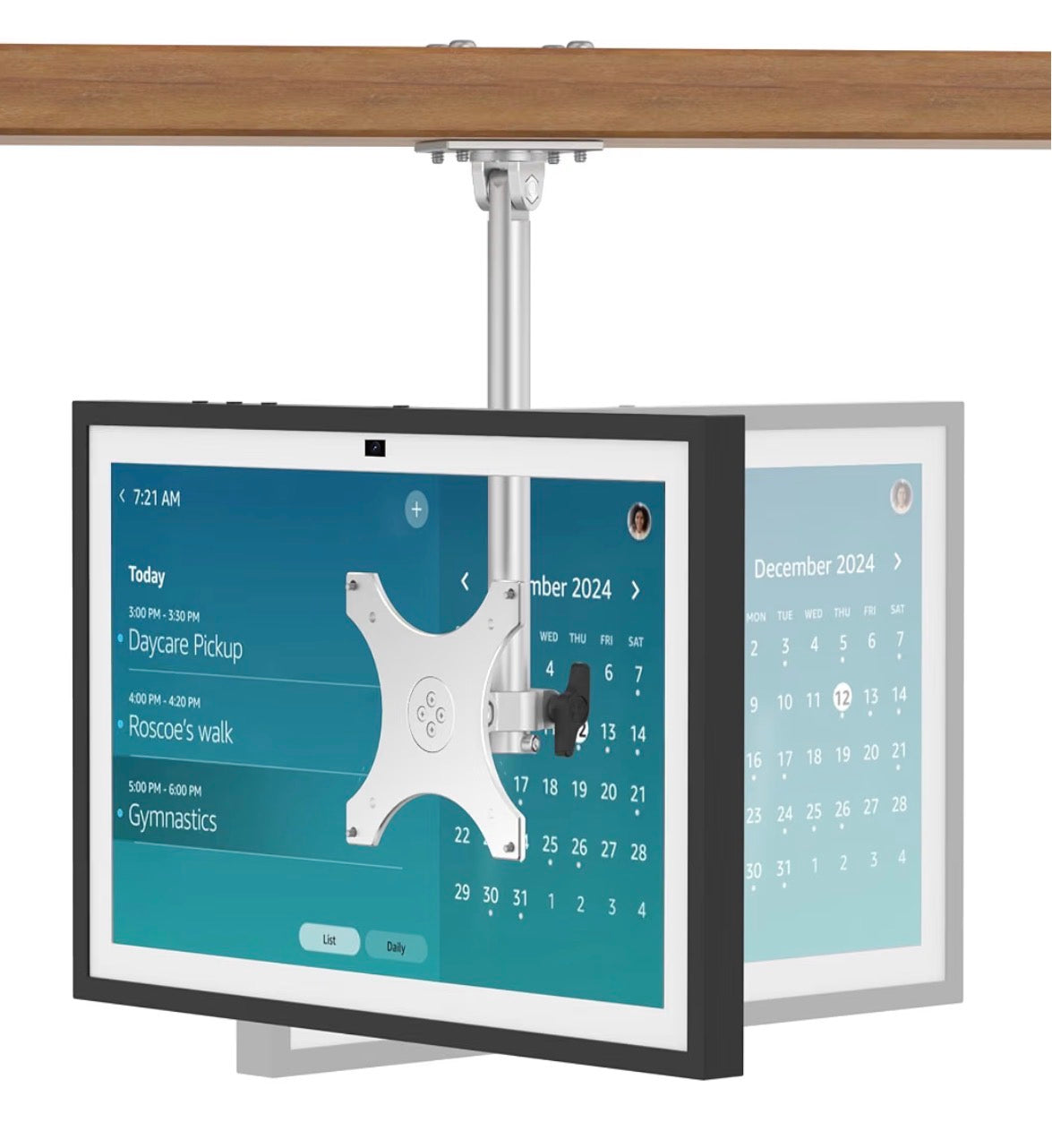 Under Cabinet Mount for Echo Show 15/21, Height Adjustable Mount Wide Range of Motion, Keeps Counters Clear, Swivel and Tilt Mount for Show 15, Aluminum, Ideal for Kitchen Use, Height-Silver