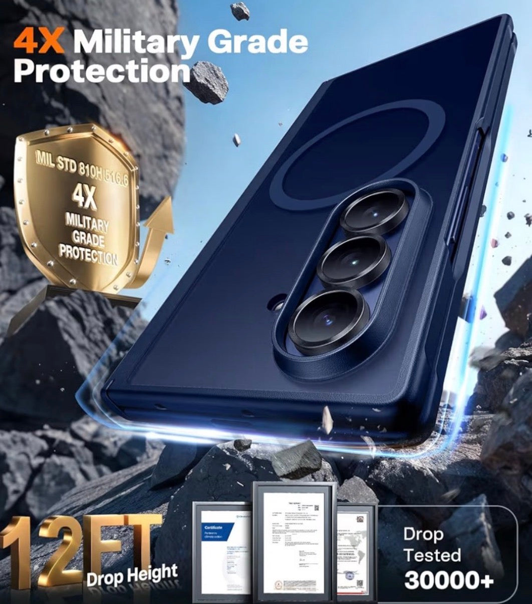 TORRAS - Magnetic Shockproof for Samsung Galaxy Z Fold 7 Case, Blue
2x Screen Protector Included, Fit for MagSafe, 4X Military Grade Hinge Protection, Translucent Slim, Silk-Smooth Matte Feel