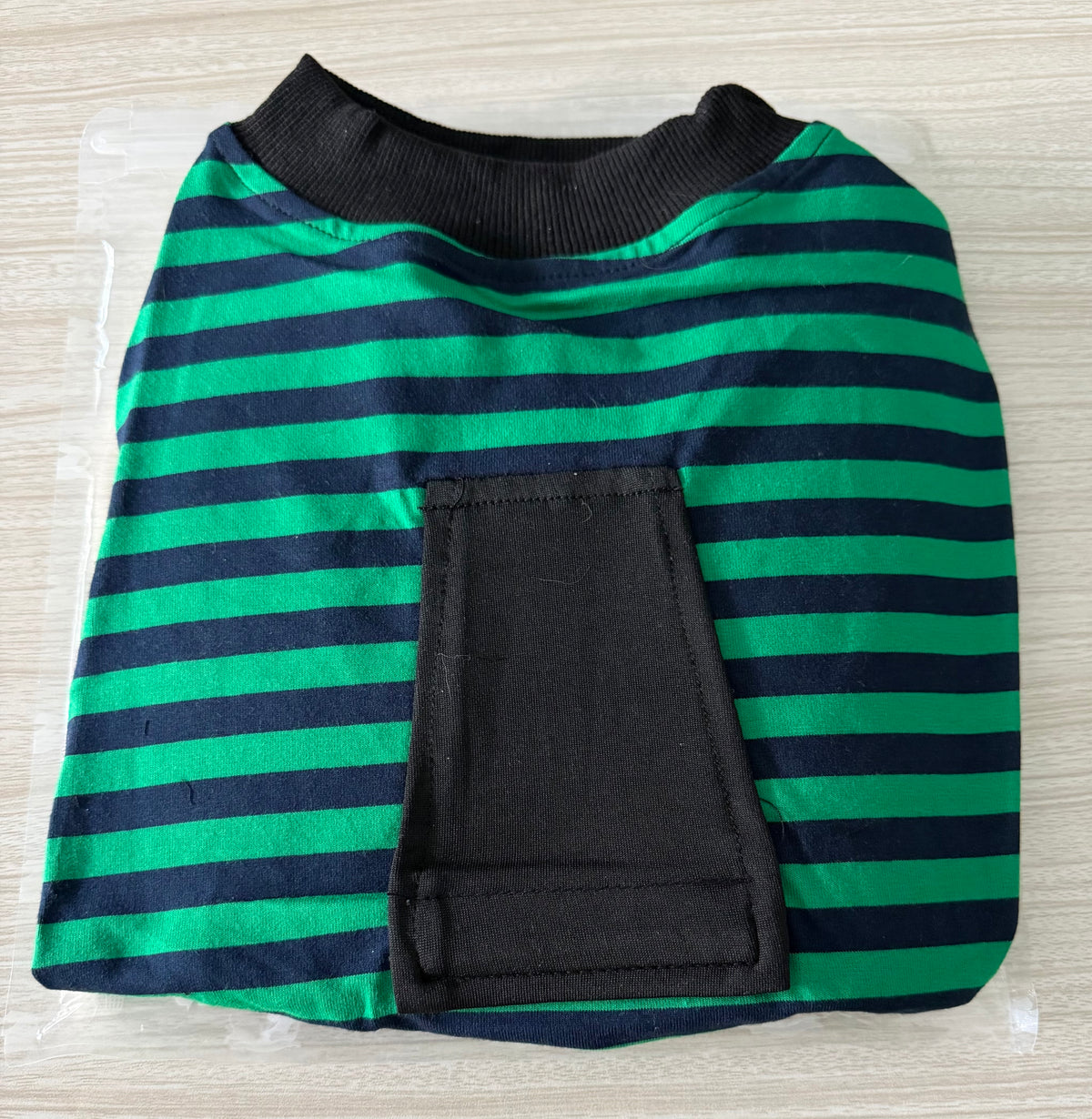 Recovery Suit for Dogs Cats After Surgery, Green Navy Stripes, Medium, Soft Breathable Fabric, Prevents Licking & Scratching, Easy to Put On, Machine Washable, Post-Surgery, Wound Protection