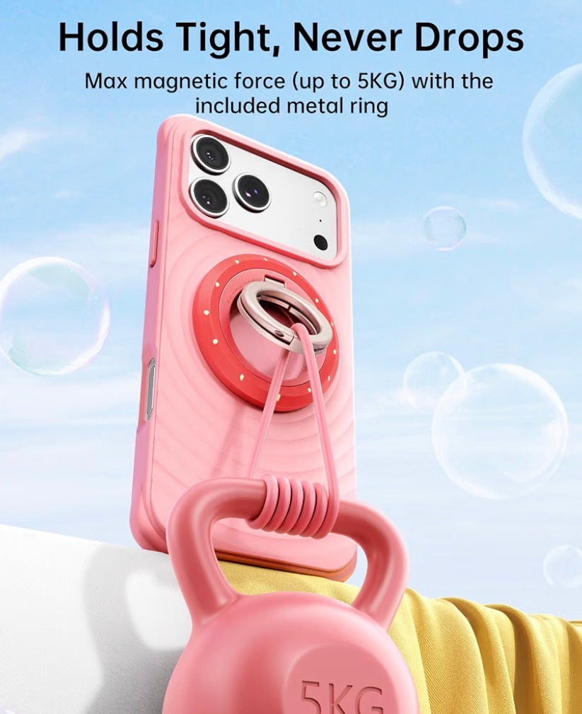 Magnetic Phone Ring Holder, for MagSafe Phone Grip Stand Kickstand, 360° Rotation, Double-Sided Magnet, Phone Grip Finger Holder, for iPhone or Samsung, MagSafe Accessories, Berry Pop