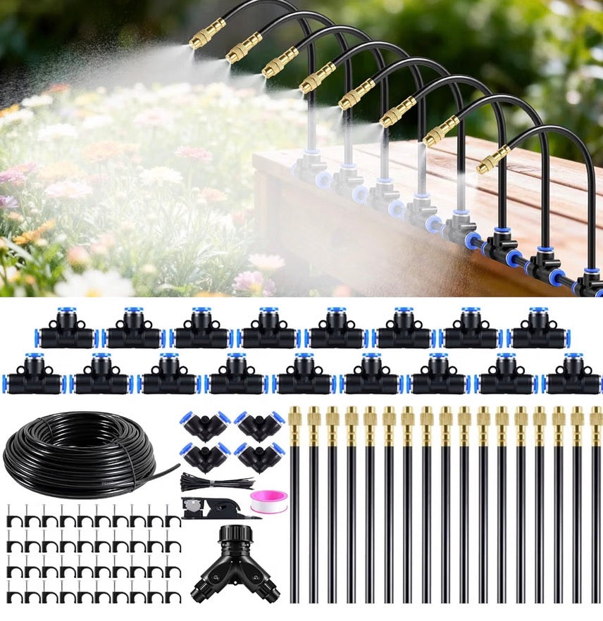 Drip Irrigation System 100FT 1/4" (17PCS Nozzles) for Garden, 83 PCS Leak-Proof Garden Watering System, 360° Adjustable Automatic Plant Water Kit for Raised Beds, Greenhouse, Lawn, Patio, Yard