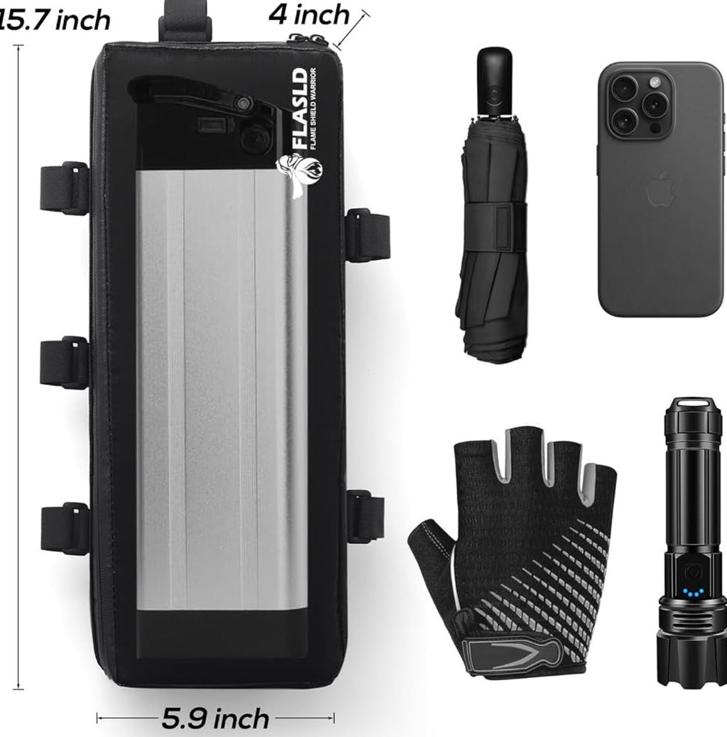 Fireproof Electric Scooter Battery Hanging Bag, 16.0 x 6.0 x 4in Ebike Battery Bag, Electric Bike Bicycle Saddlebag, Storage Ebike Bag