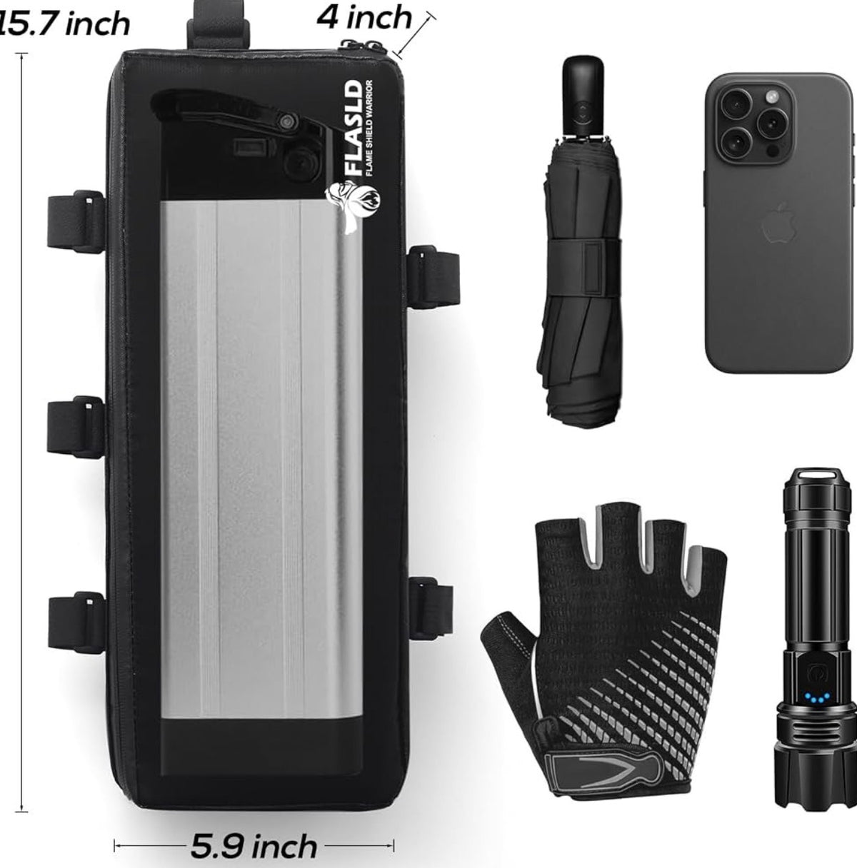Fireproof Electric Scooter Battery Hanging Bag, 16.0 x 6.0 x 4in Ebike Battery Bag, Electric Bike Bicycle Saddlebag, Storage Ebike Bag