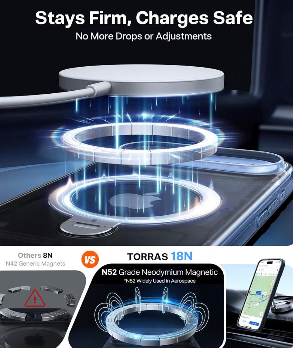 Q3 Spin for iPhone 17 Air Case, 360 Magnetic Stand, Clear, Compatible with MagSafe, Built-in Kickstand, Camera Control, 4X Military-Grade Shockproof Translucent Phone Case for Air