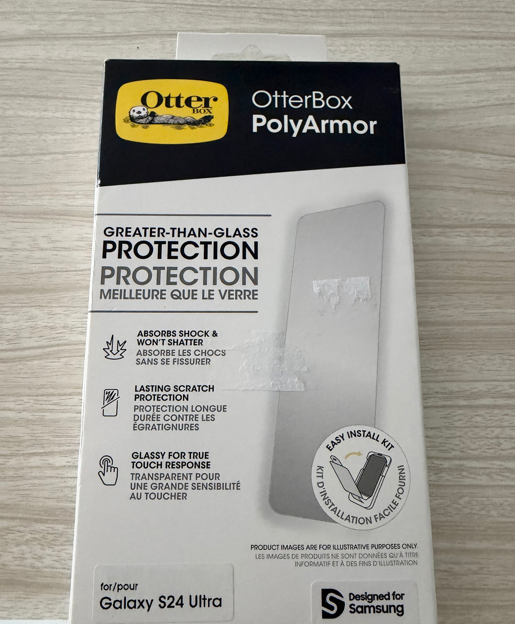 OtterBox Samsung Galaxy S24 Ultra Polyarmor Screen Protector Greater Than Glass Clear, True Touch Response, Shock-Absorbing Screen Protector