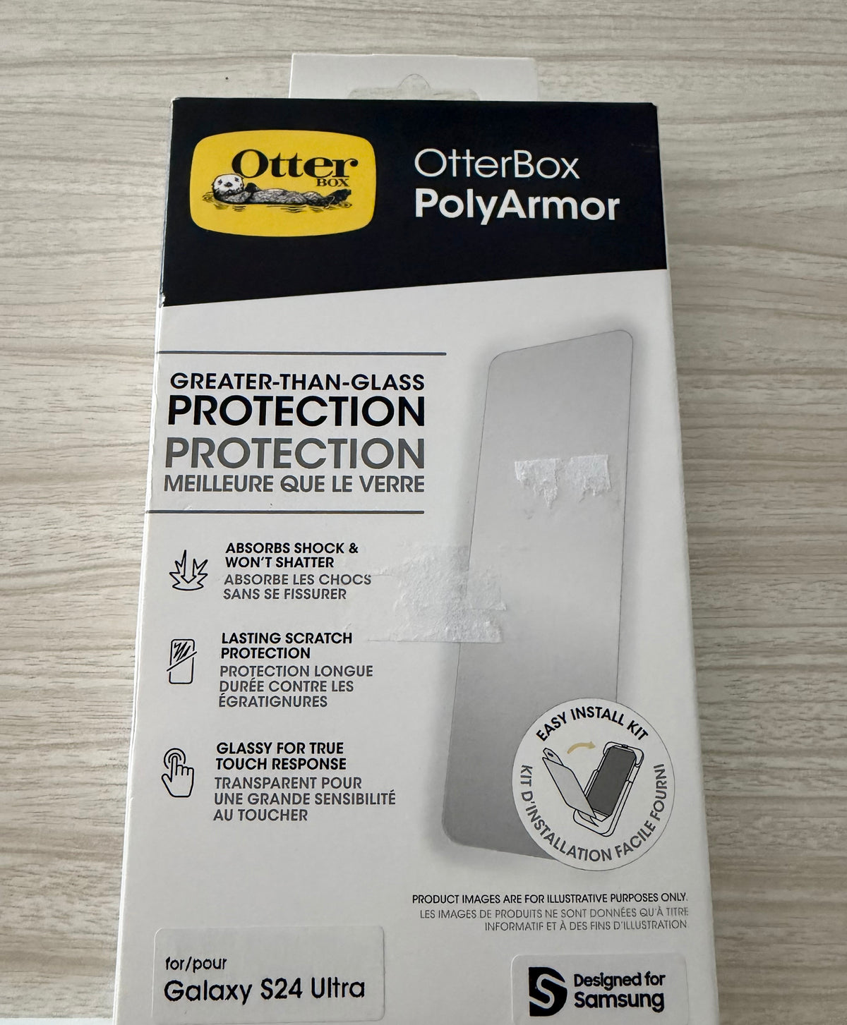 OtterBox Samsung Galaxy S24 Ultra Polyarmor Screen Protector Greater Than Glass Clear, True Touch Response, Shock-Absorbing Screen Protector