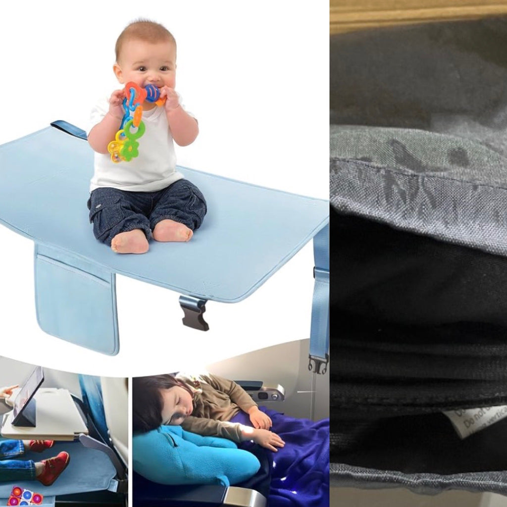 Toddler Airplane Bed, Kids Airplane Seat Extender Travel Bed, Kids Airplane Travel Essentials, Airplane Must Have for Toddlers, Portable Plane Foot Rest for Flights - Black