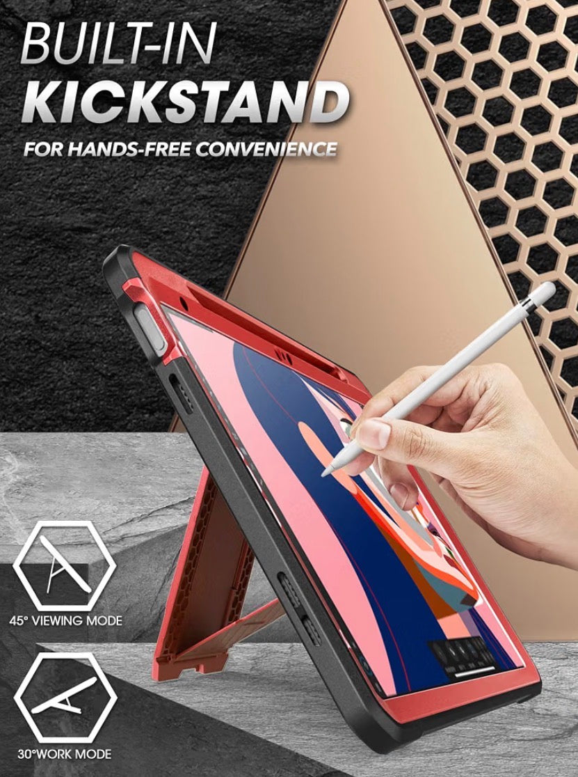 for iPad 11th Gen A16 11" 2025 Case with Screen Protector, Red, Built-in Stand & Pencil Holder, Military-Grade Protection, Protective Cover for iPad 10th Gen 10.9" 2022, Unicorn Beetle Pro