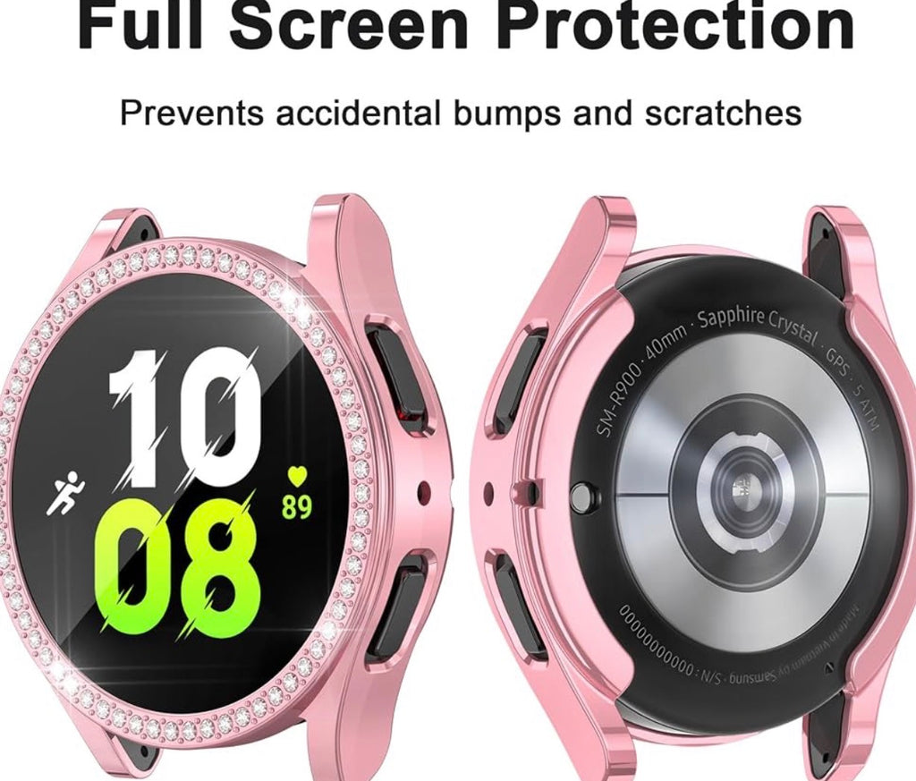 I Watch Screen Protector Compatible with Samsung Galaxy Watch 5/4 40mm, Bling Glitter Case TPU Soft Cover Full Protection with Sparkly Rhinestone for Galaxy Watch5/4/FE 40MM (16 Colors)