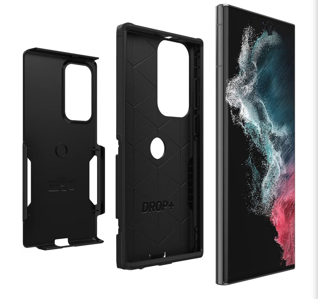 For Galaxy S22 Ultra Commuter Series Case - Black, Slim & Tough, Pocket-Friendly, with Port Protection
