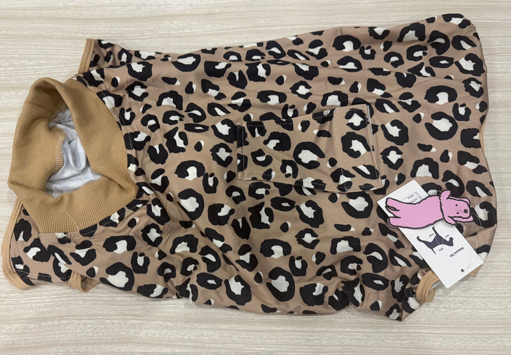 Dog Surgery Recovery Suit, Soft Breathable Neuter Suit for Male Dogs, Post Neuter Surgery Suit, Alternative to Cone of Shame, Wound Care for Dogs, Anti-lick Dog Recovery Suit Brown Leopard, Large