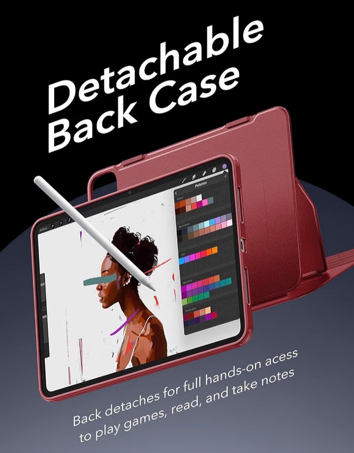For iPad Pro 11 Inch Case (M5/M4) 2025/2024, Red
Removable Magnetic Cover with Pencil Charging & Storage, Adjustable Portrait/Landscape Stand, 9 Standing Angles, Shift Series