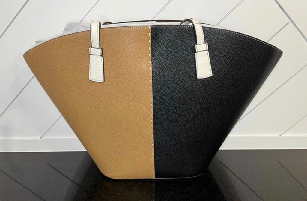 Tory Burch - McGraw Color Block Large Tote - Black and Tiramisu
