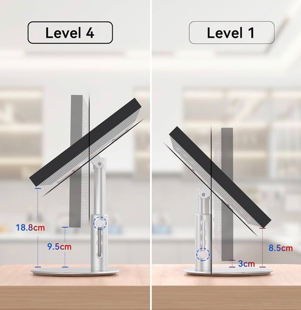 Stand for Echo Show 15/21, 4-Level Height Settings, Swivel and Tilt
360° Swivel Base, Adjustable Tilt, Aluminum Construction, VESA-Compatible for 15-21" Displays, Silver