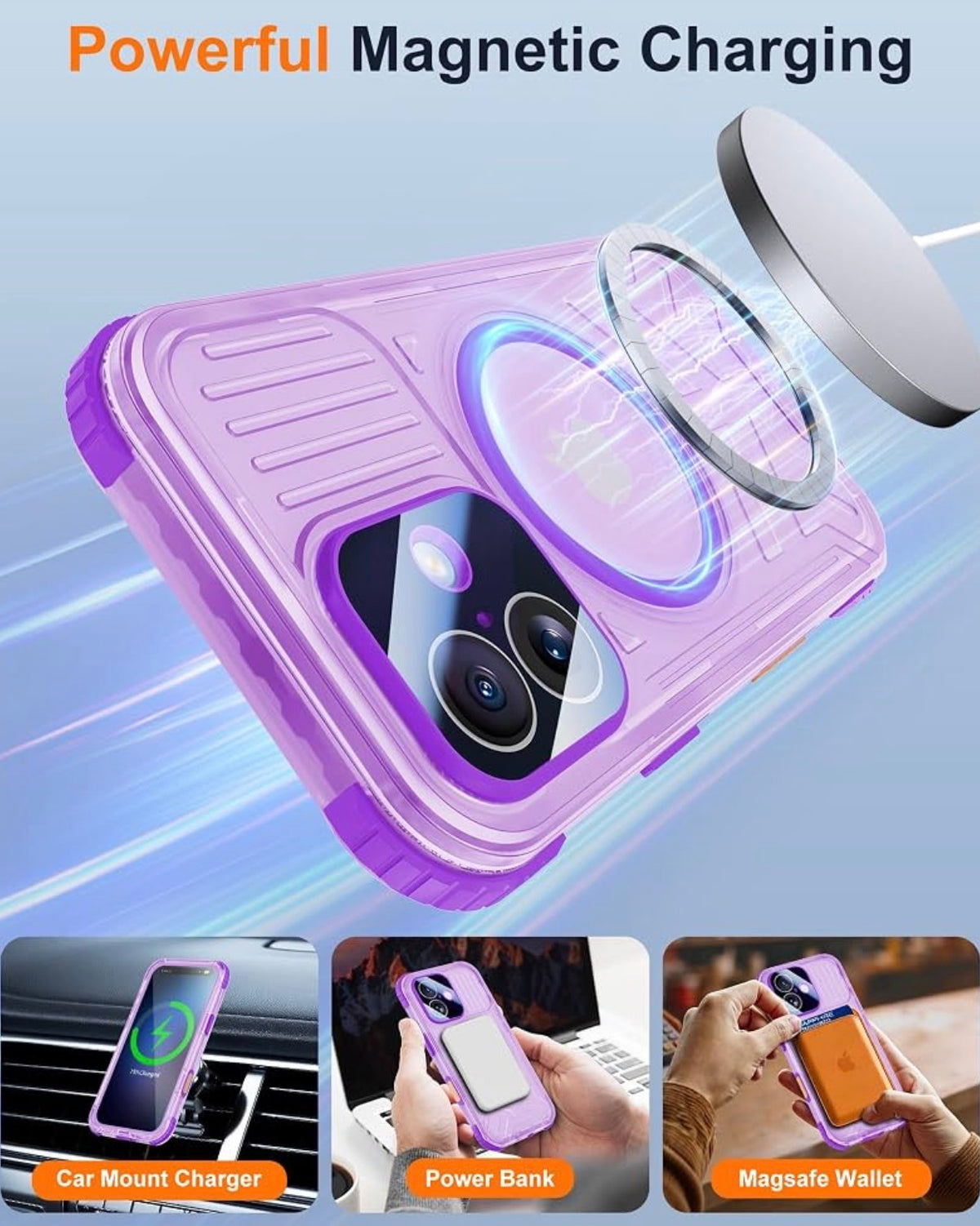 IP68 Waterproof Case for iPhone 17, Privacy, Purple